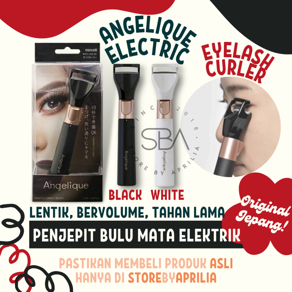 Angelique Electric Eyelash Curler (Black & White) Original Jepang, Penjepit Bulu Mata Elektrik, Full