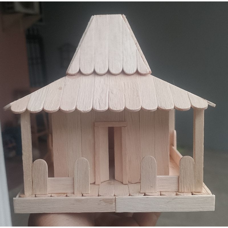 Prakarya Miniatur Rumah Adat Jawa Joglo Dari Stik Es Krim