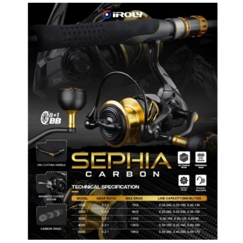REEL IROLY SEPHIA SW POWER HANDLE 2000 3000 & 4000