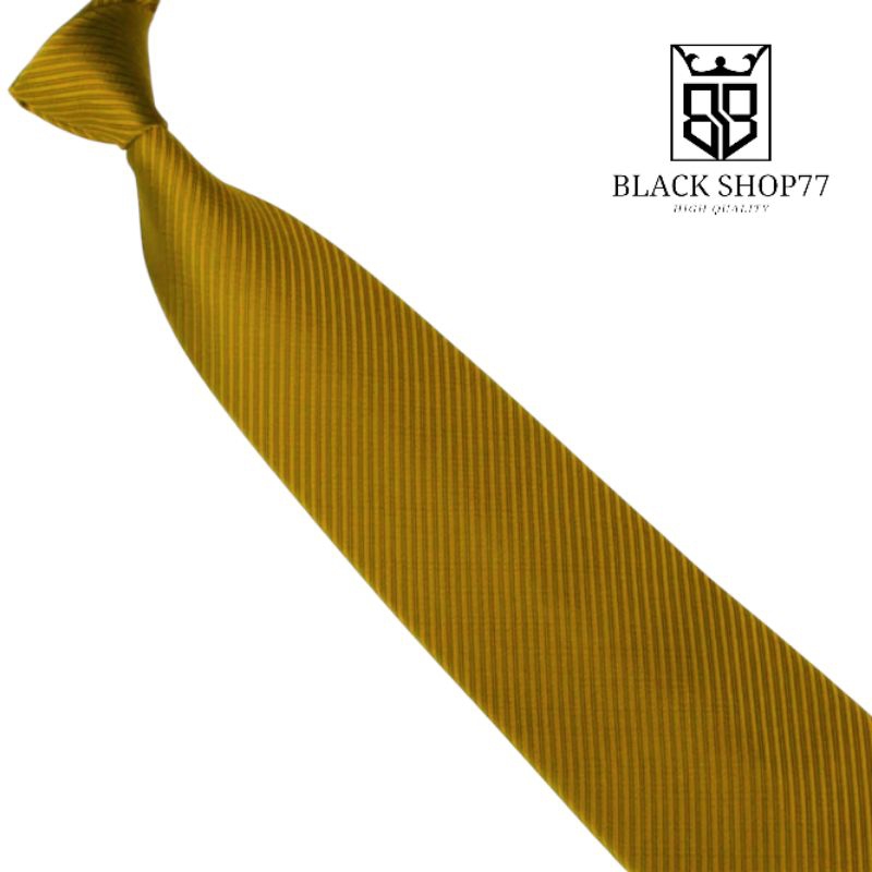 Dasi Pria Salur Siap Pakai Perekat Velcro Gold Tua