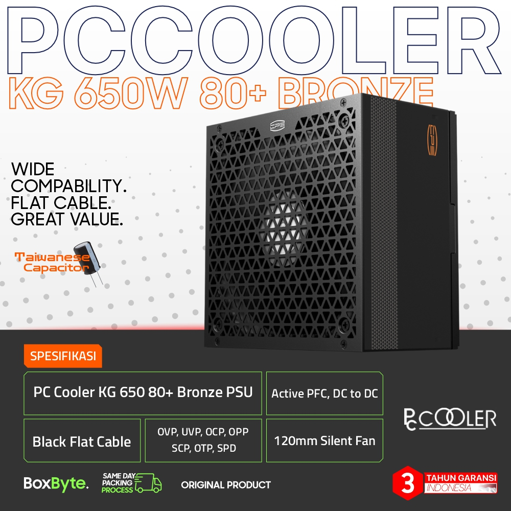 PC COOLER KG650 PSU 650W 80+ Bronze Flat Cable / Power Supply PCCOOLER