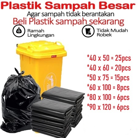 Kantong Plastik Sampah JUMBO HITAM Ukuran 40x60 50x75 60x100 80x100 90x120 Tebal Bentuk Karung