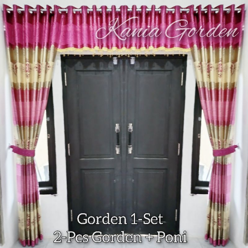Gorden Pintu Ruang Tamu 1-SET Blackout Import Glossy Motif Batik Mewah