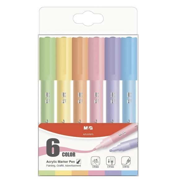 

TBMO M&G ACRYLIC MARKER LIGHT/DARK PASTEL COLOUR 6 PCS