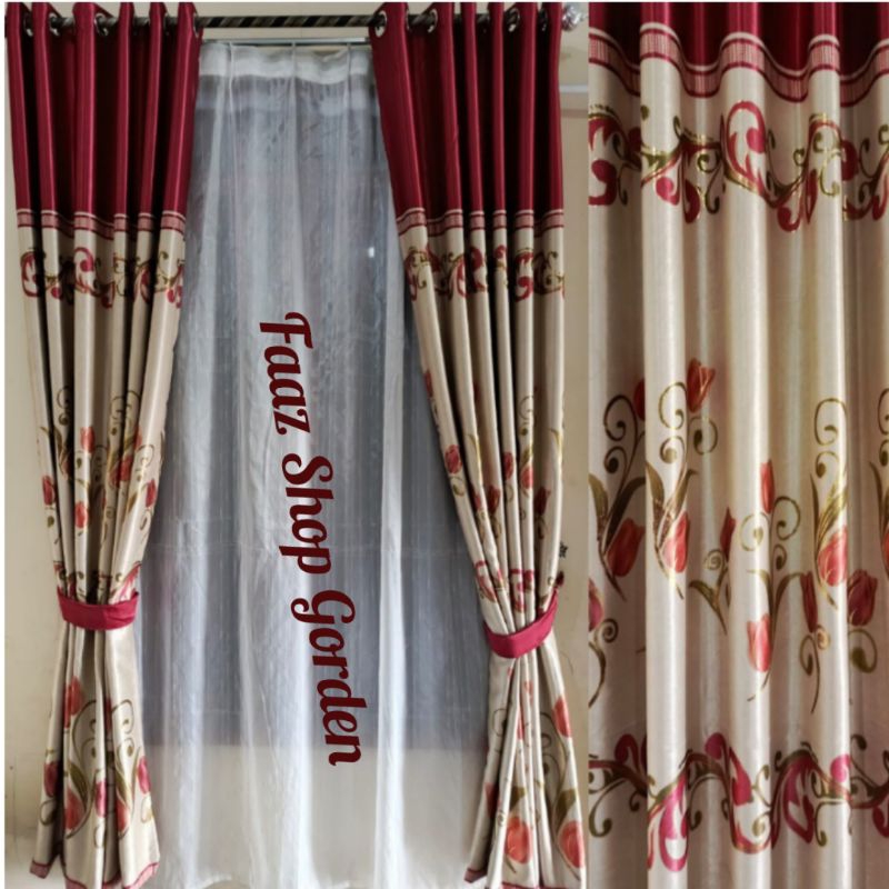 Gorden Pintu Kamar Gorden Jendela Gorden Blackout Minimalis Motif Bunga Tulip Model Smokring Gorden 
