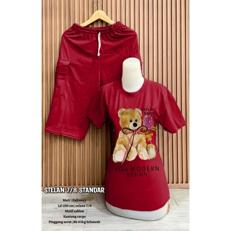 Setelah voxy 7/8 Standar /  Setelan Baju celana Motif Bear