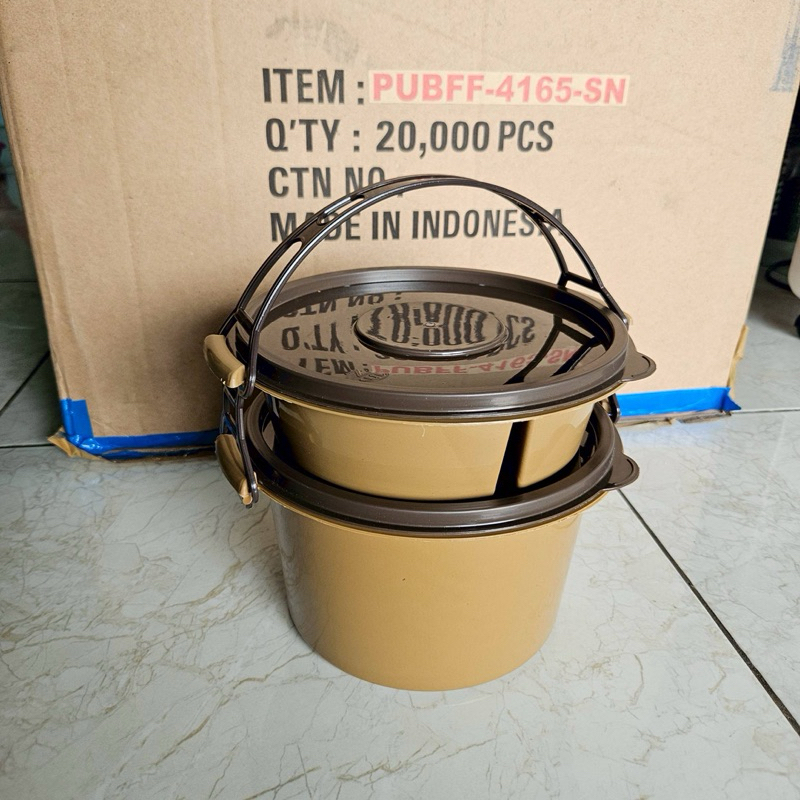 Rantang / Rantang Souvenir / Rantang Plastik / Rantang Piknik Coklat Susun 2 / RANTANG IDOLA PIKNIK 