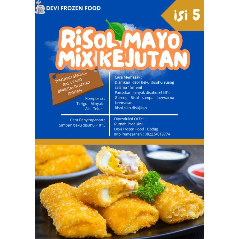RISOL MAYO FROZEN FOOD BERBAGAI MACAM VARIAN WARNA DAN ISIAN 1 PACK ISI 4