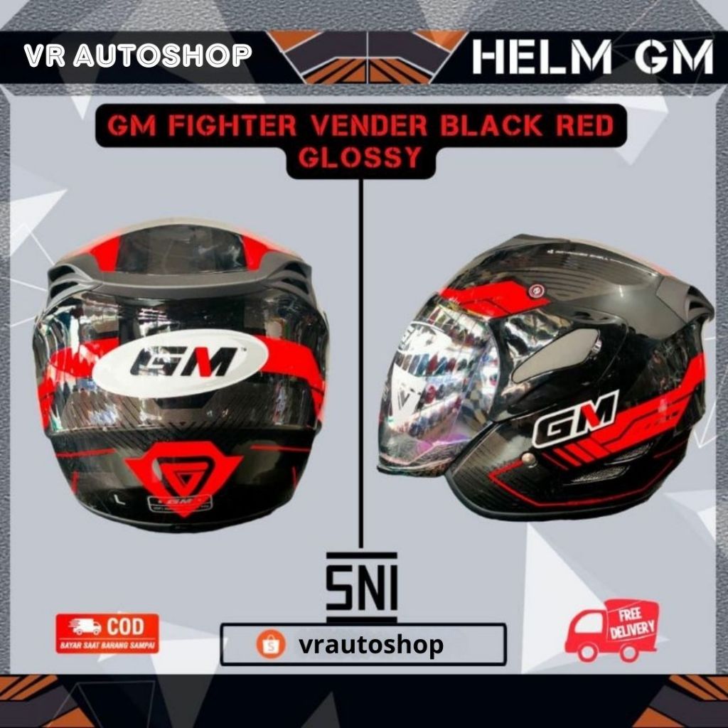 Helm Half Face GM Fighter Motif Vender Original GM Sertifikasi 100% SNI COW CEW