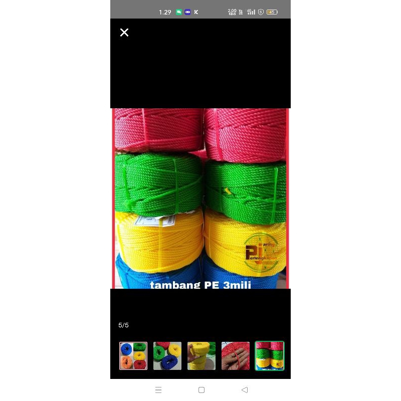 

tali tambang PE tebal tali 3,4,5,6mm,panjang 220 meter