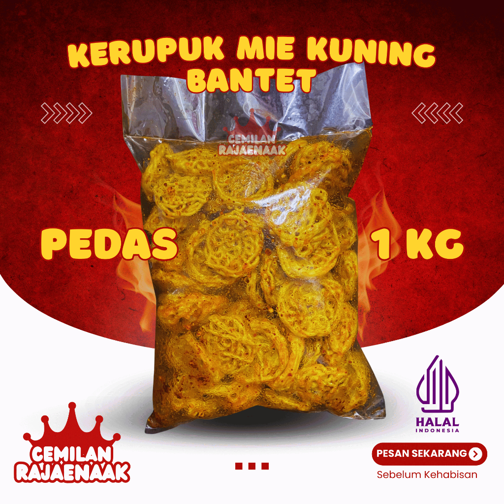 

Seblak Kerupuk Mie Kuning 1Kg Gurih Renyah Kriuk Cemilan Kiloan Snack Pedas Chili Oil - Raja Enaak