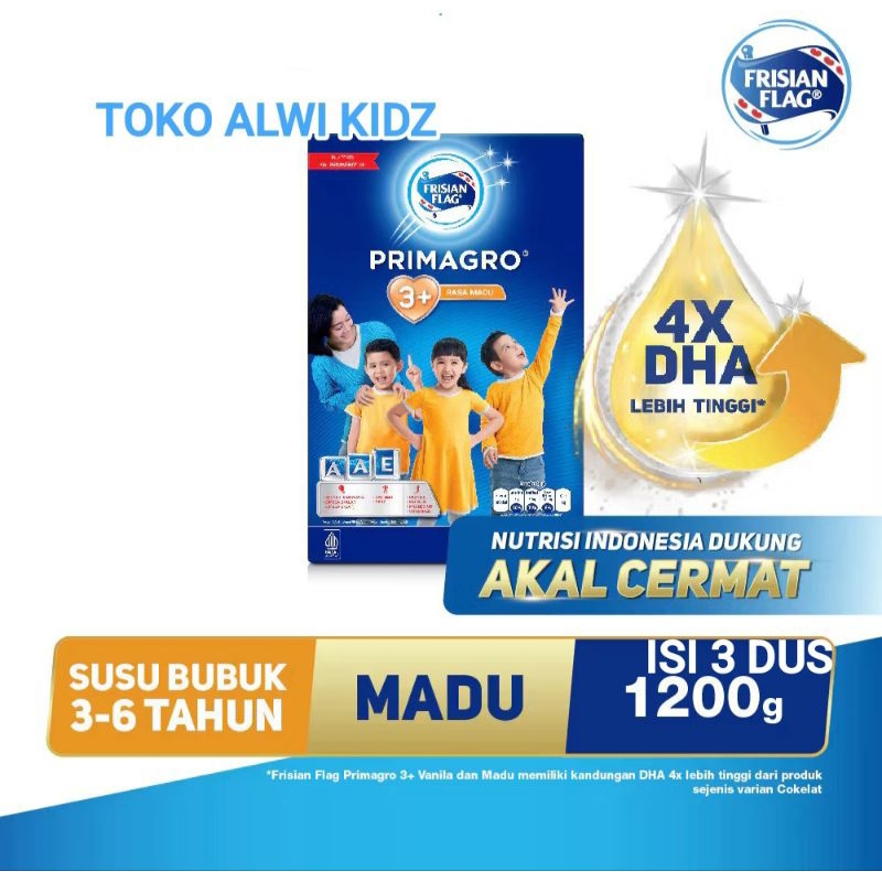Frisian Flag Primagro 3+ 1200gram, 750gram MADU Susu pertumbuhan anak isi 3 lebih murah