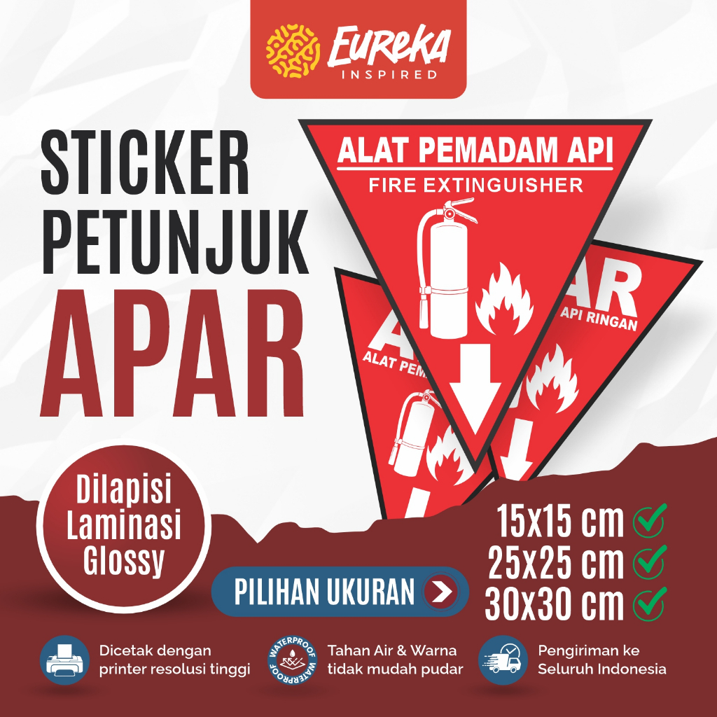 

Stiker Vynil Anti Air Petunjuk Alat Pemadam Api | K3 Rambu Safety Segitiga APAR