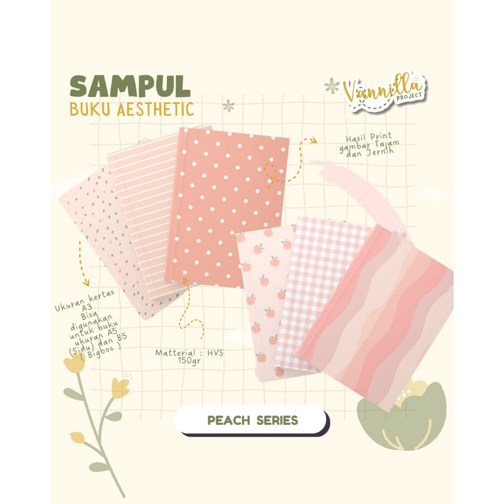 

6 LEMBAR SAMPUL BUKU AESTHETIC WARNA PEACH