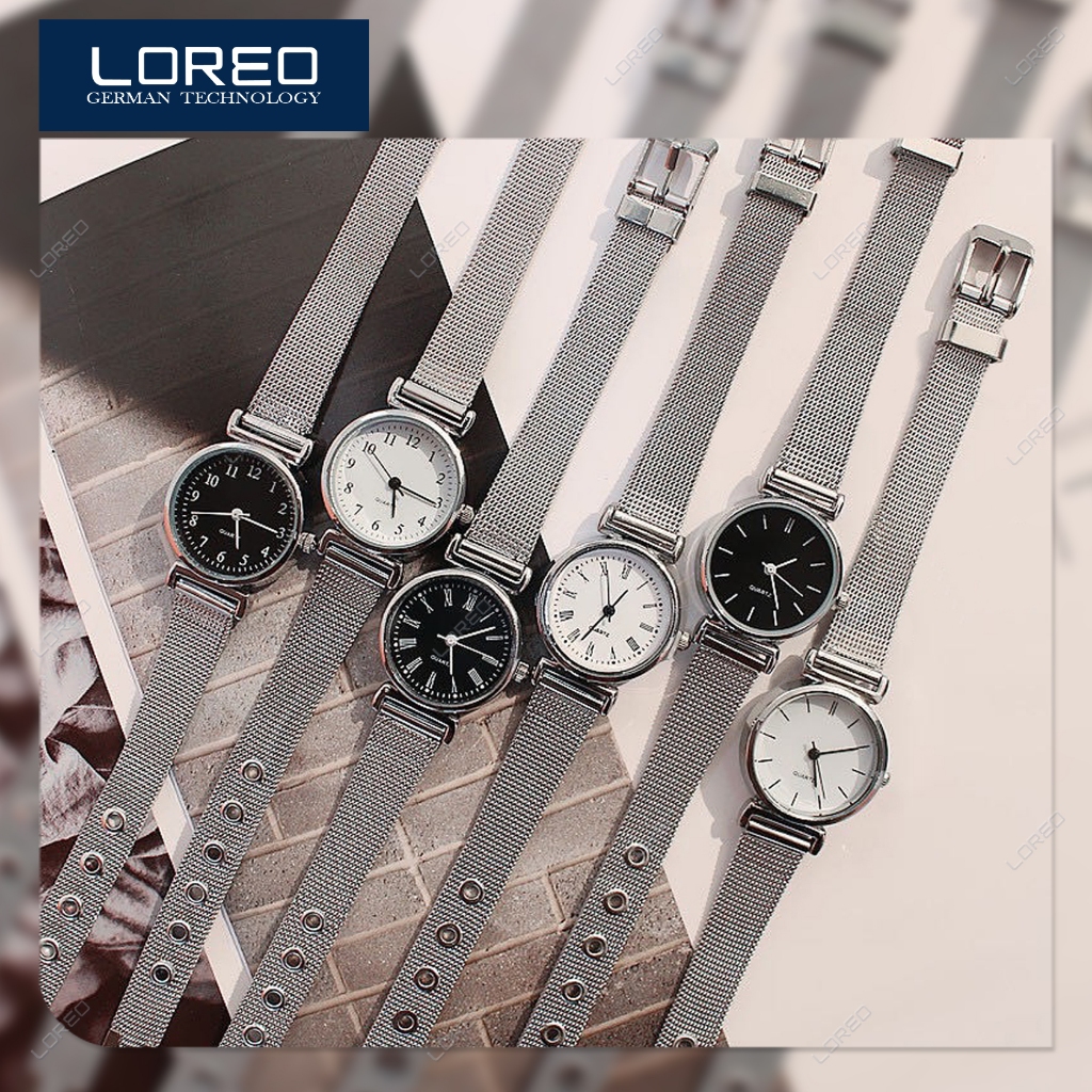Loreo - Jam Tangan Wanita Kecil Strap Mesh / Analog Watch Casual