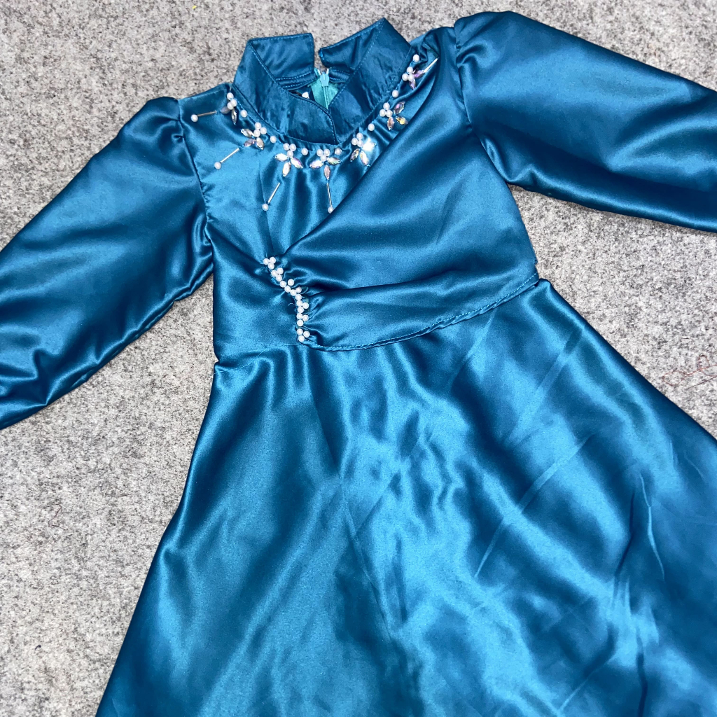 RECOMMENDED Syifa Dress Anak 1-12 Thn - Gamis Satin Payet Burgundy Mahogany Emerald Blue - Baju Anak