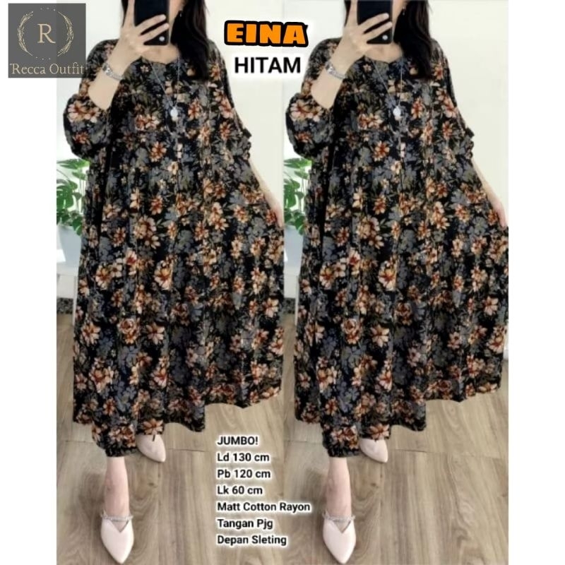 MIDI DRESS WANITA JUMBO/EINA/DRESS WANITA KATUN RAYON JUMBO LD 130 CM FIT XXXL