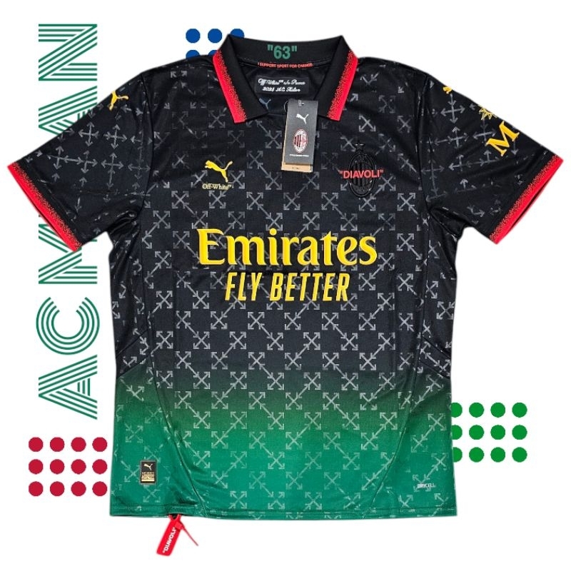 AC Milan x Off White 4th 2024/2025 Original Jersey + Nameset Original 14 "REIJNDERS"