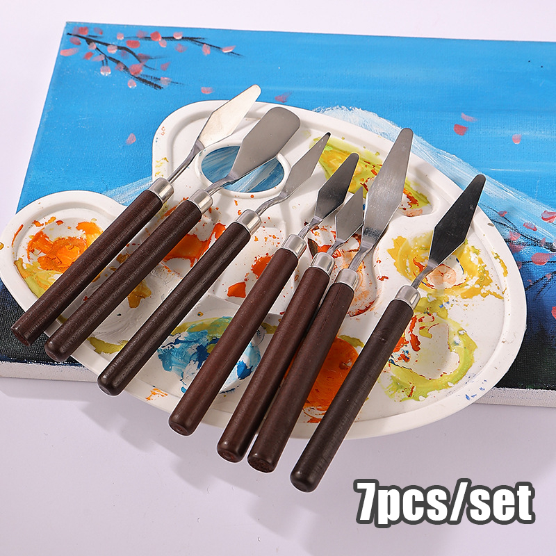 

【BARANG SPOT】7pcs/set Pisau Palet Besi tahan karat/Pisau Palet Lukis/Spatula Dekorasi Kue Lukis Ukir Palette Knife