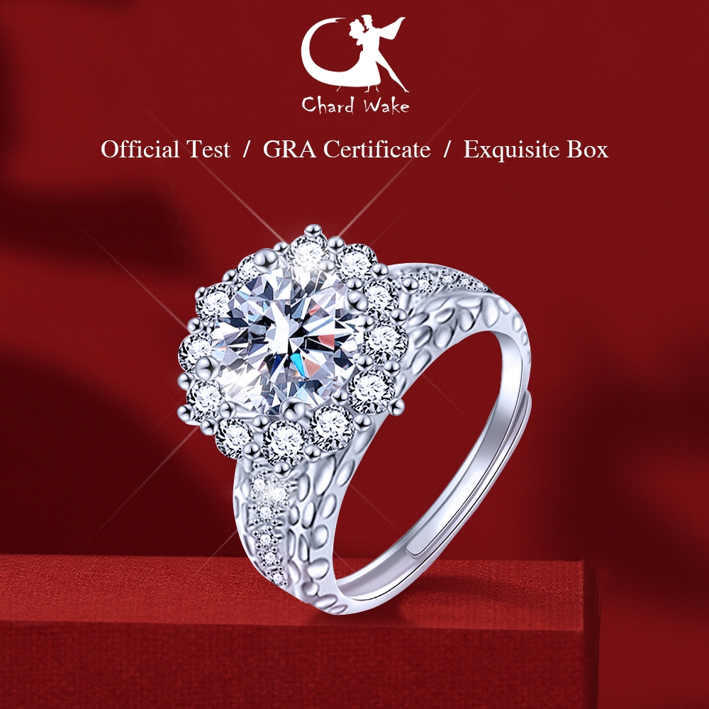 Chard Wake Cincin Wanita Berlian Perhiasan Tunangan Ukuran Bebas 2 Karat Cincin Cewek