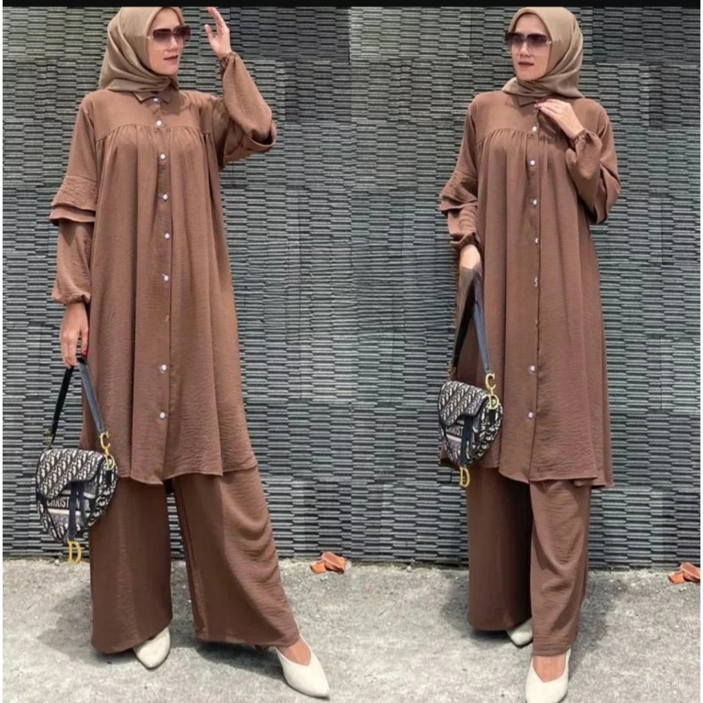 Disc One Set Long Tunik Crinkle Airflow Setcel Long Tunik Cinkle Airflow Setcel Crinkle Setcel