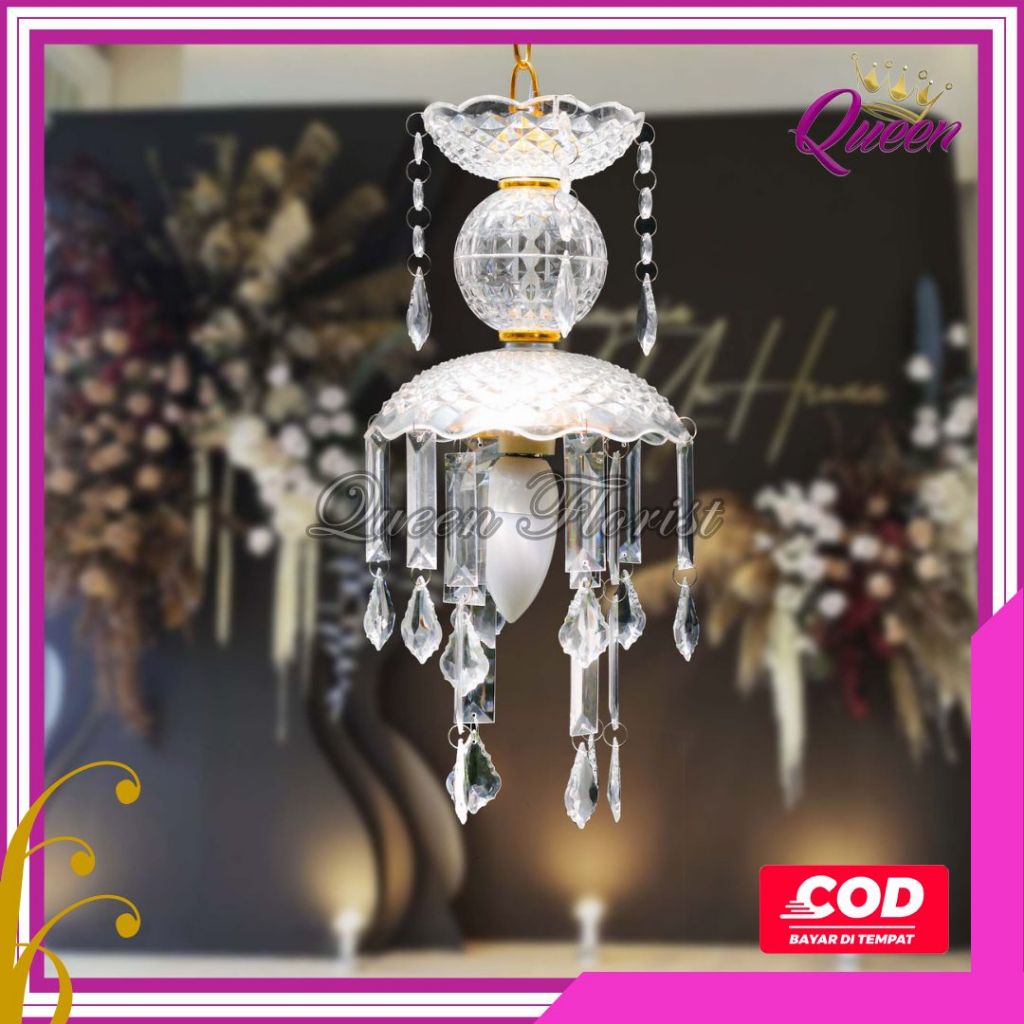 LAMPU GANTUNG AKRILIK FULY | LAMPU GANTUNG AKRILIK KRISTALINCLUDE DOP/ DEKORASI WEDDING PELAMINAN