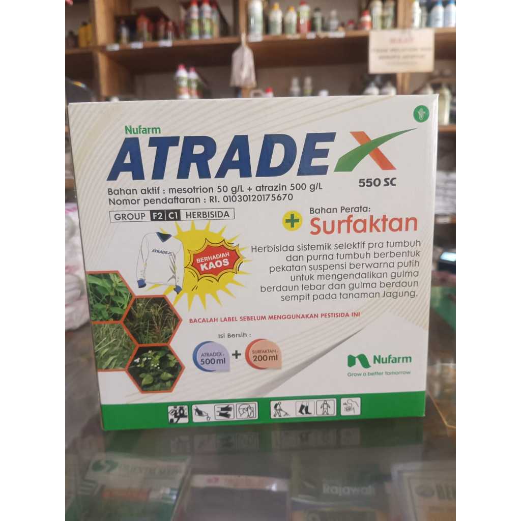 HERBISIDA JAGUNG ATRADEX 550 SC 500 ML + SURFAKTAN 200 ML BONUS KAOS