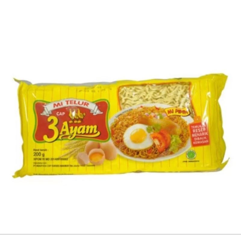 

3 AYAM MIE TELOR KUNING 200GR