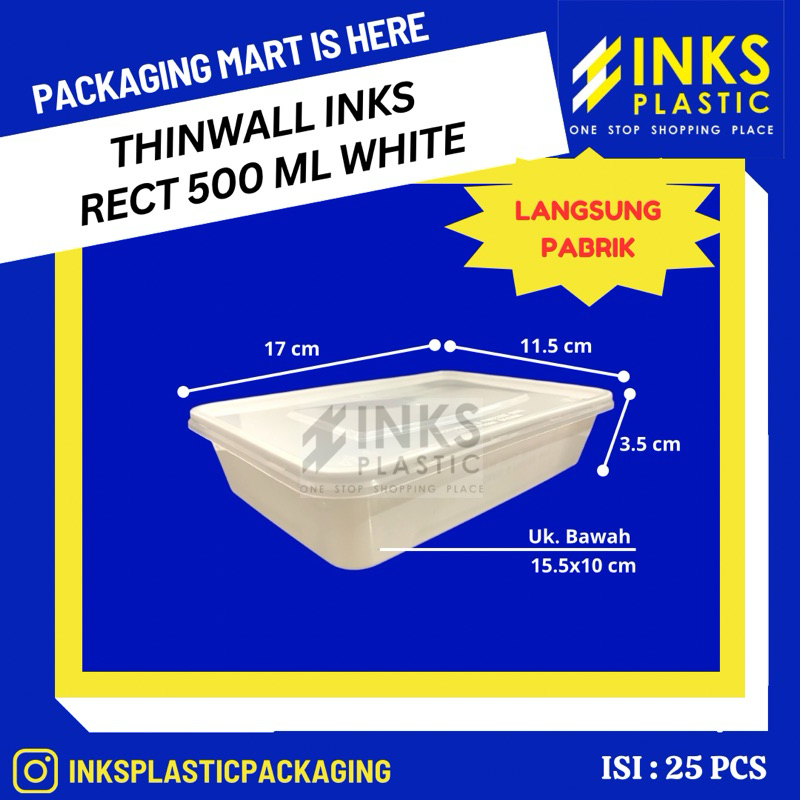 THINWALL 500 ML PERSEGI WARNA (25 PCS)