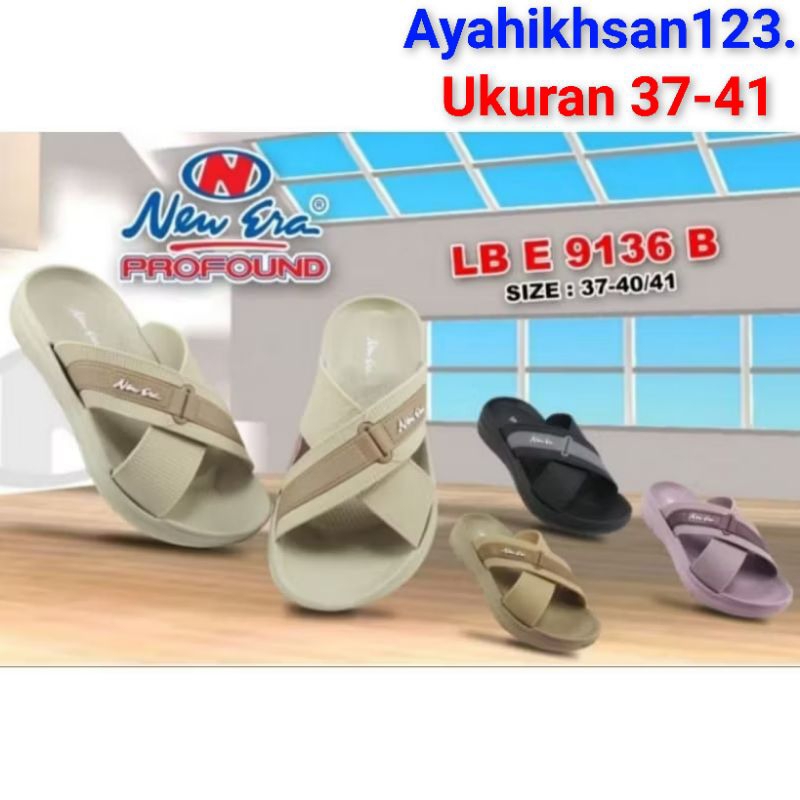 NEW ERA 9136 sandal slop karet wanita/perempuan ukuran 37-41