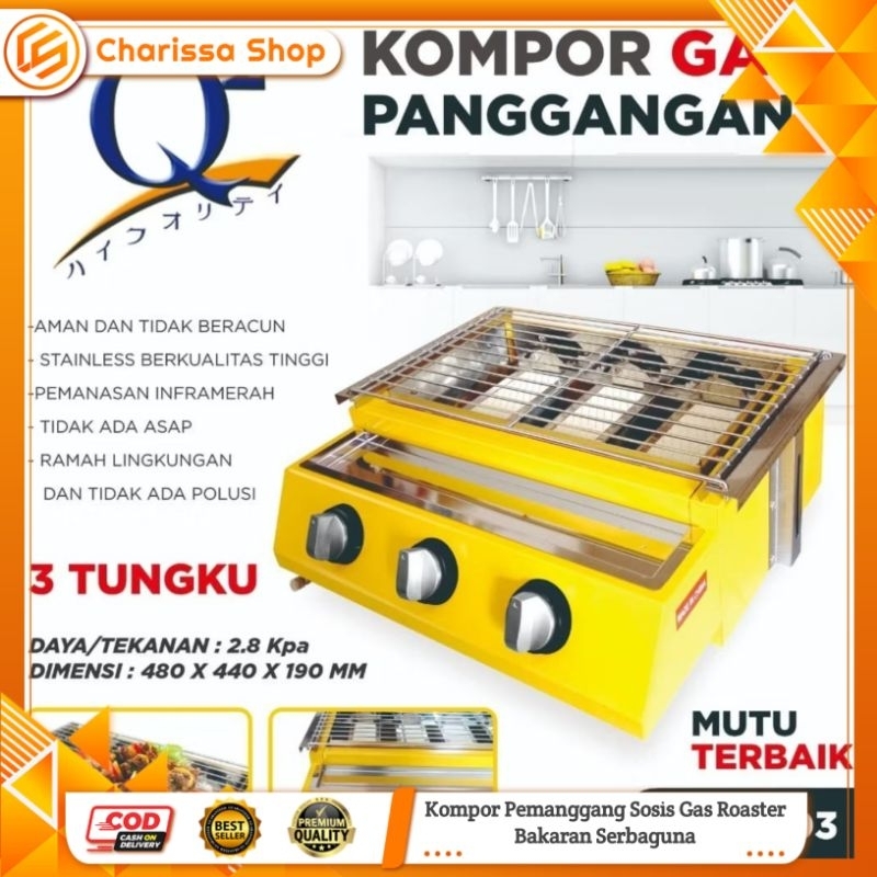 Kompor Pemanggang Sosis Gas Roaster Bakaran Serbaguna / Kompor Sosis Bakar 2, 3, 4 Tungku