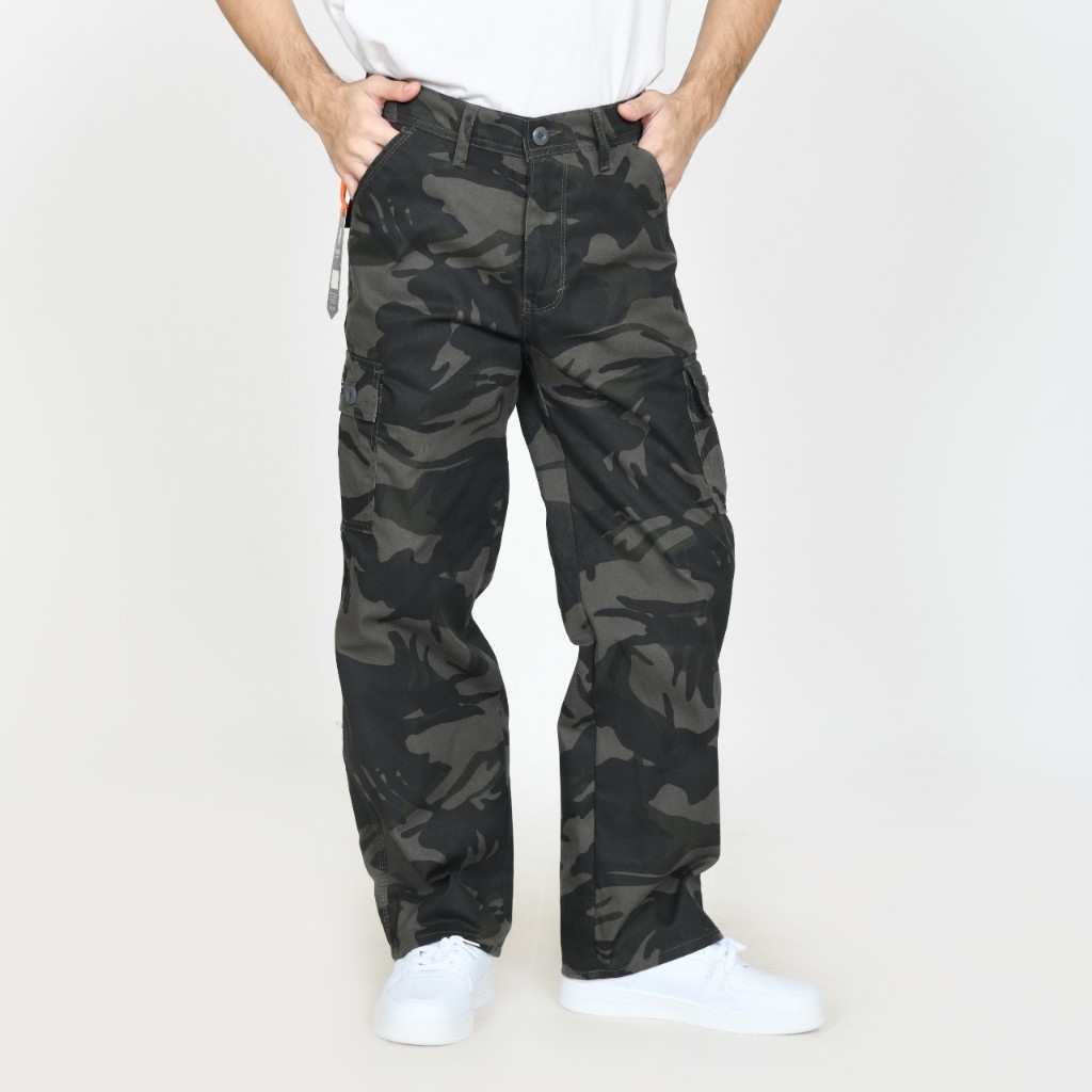Terlaris..Cargo pants Wide Leg | Cargo Pants Loose fit Loreng | Barinas / Celana Loreng Panjang Pria