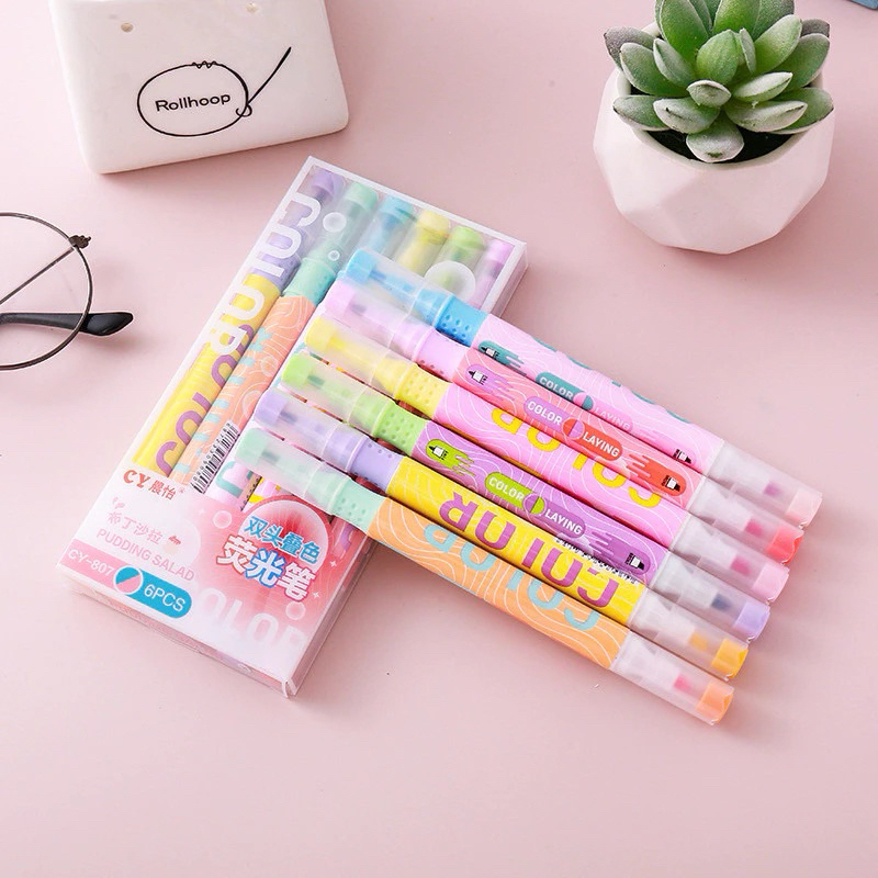 

Stabilo Pastel 1 Set Highlighter 2 Sisi 6 PCS 12 Warna