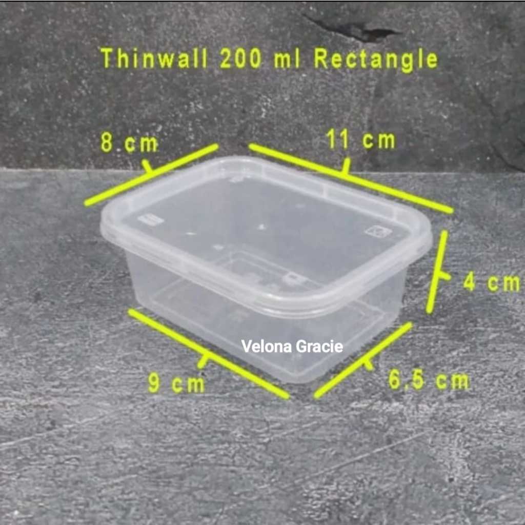 Thinwall 200 ml Rectangle isi 25 pcs Kotak Makan Microwave