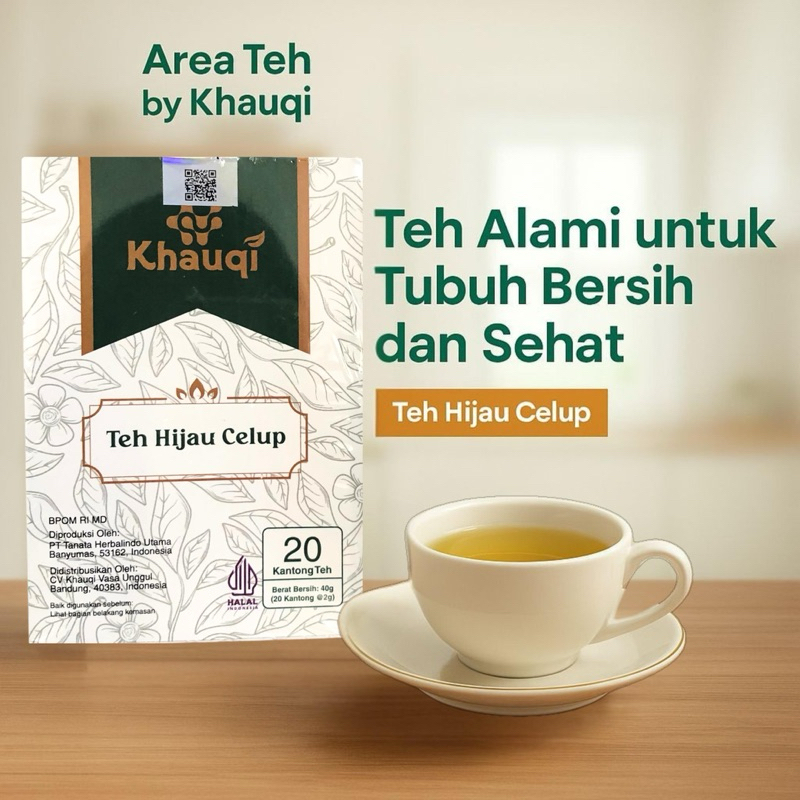 

Greentea Teh Hijau Celup by Khauqi Detox Sistem Pencernaan 40g (20bag) - GREEN TEA - Diet Kolestrol