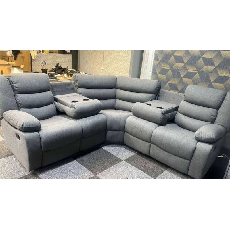 sofa kulit Suede rc Recliner kursi santai bed leter u