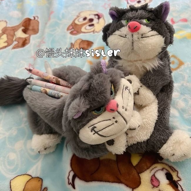 

Cute Lucifer Bad Cat Plush Lying Doll Shaped Pen Bag Makeup Bag Desktop Storage Bag Girl's Heart Cute