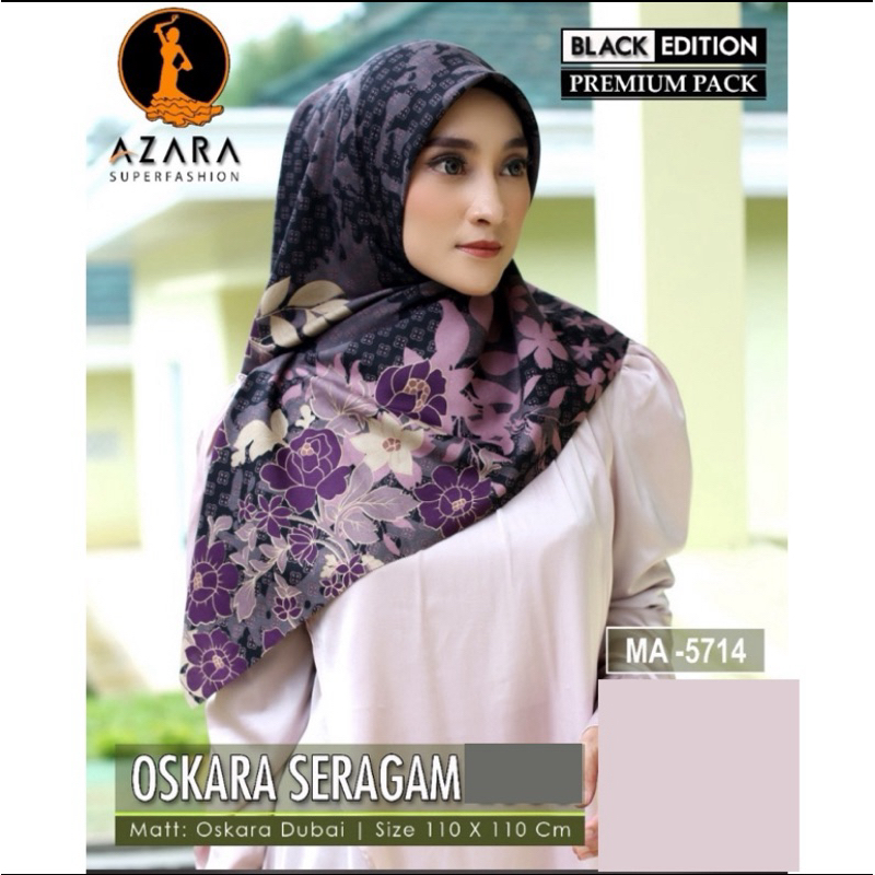 Segiempat Azara Motif Senorita Olive Voal Dasar Hitam Black Edition Pouch