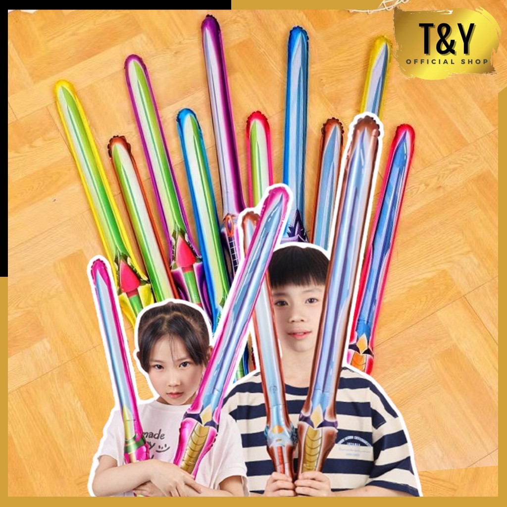 T&Y Balon Mainan Pedang Balon Foil Mainan Anak Balon PanjangTongkat Balon Foil Pedang Panjang