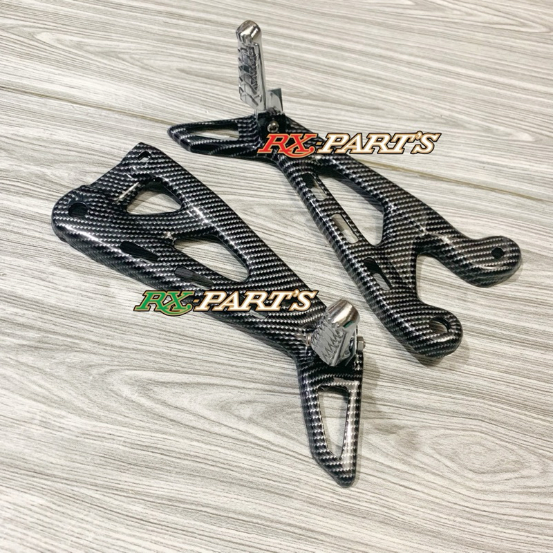 DUDUKAN FOOTSTEP CARBON + STEP / PIJAKAN BELAKANG CHROME IMPORT RX KING RX K RXKING PEGANGAN STEP / 