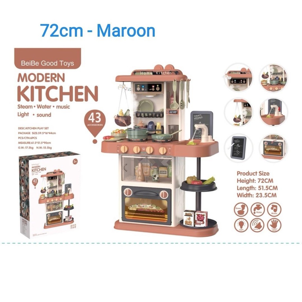 Ohanababy.id BEIBE  GOOD MODERN KITCHEN SET WITH SOUND AND LIGHT  / MAINAN EDUKASI DAPUR ANAK