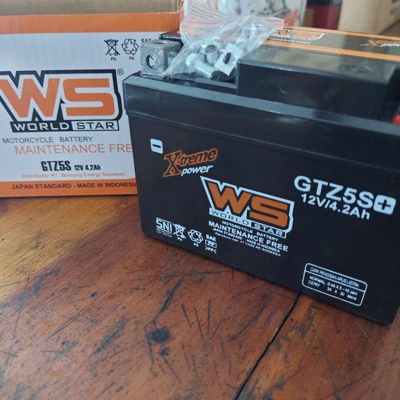 AKI KERING WS GTZ5S 12V 4.2Ah(WORLD STAR)