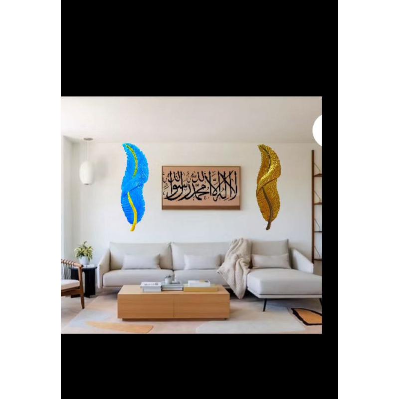 Hiasan dingding Motif bulu angsa +Lampu LED