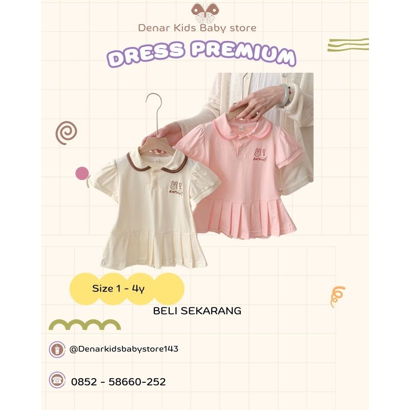 Pakaian anak perempuan / Dress kerah anak perempuan bordir kelinci / Baju anak perempuan premium