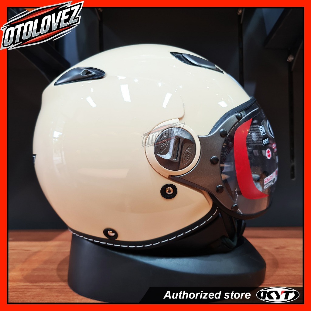 HELM RETRO KYT ELSICO SOLID CREAM (VISOR PILOT)