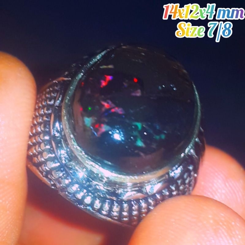 Cincin Batu Kalimaya Black Opal Sempur Banten Jarong Natural Bahan Ranting
