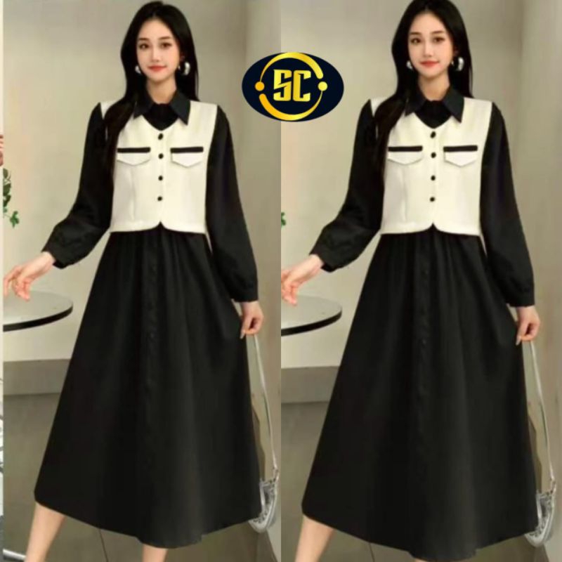 GAMIS DRESS BANGKOK KOMBINASI ROMPI MODEL TERBARU SUPER MEWAH TERLARIS BKK/DRESS WANITA IMPORT PREMI