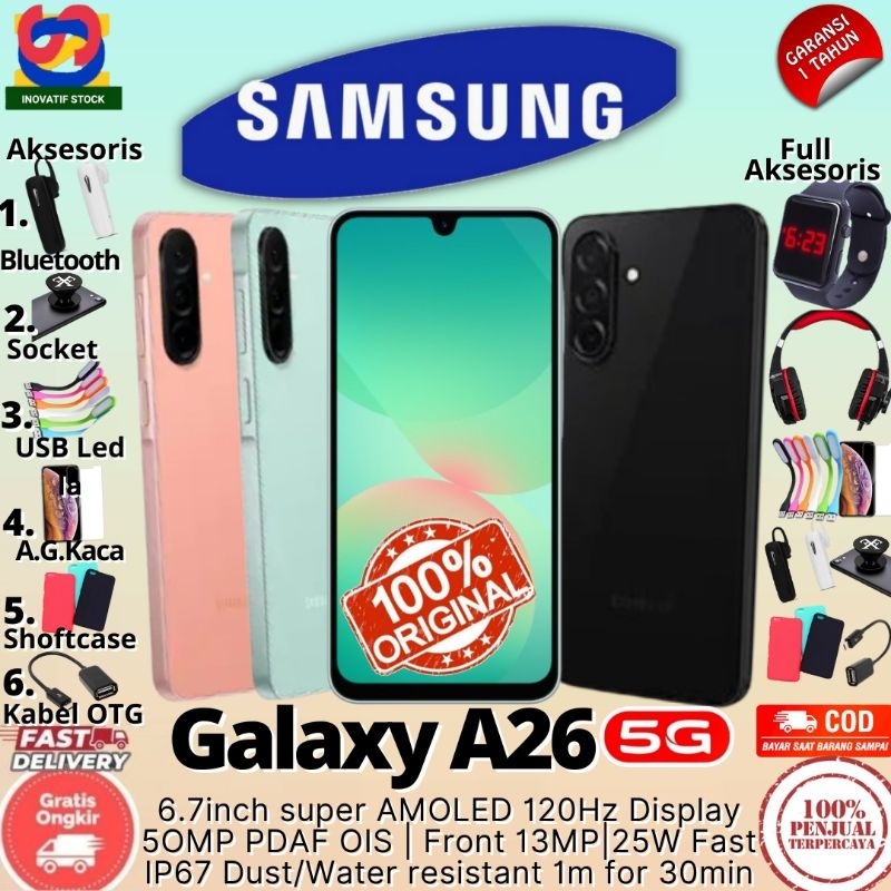 HP BARU SAMSUNG GALAXY A26 5G | A25 5G  8/256GB RAM Upto 16GB IP67 Water Resistant GARANSI RESMI 100