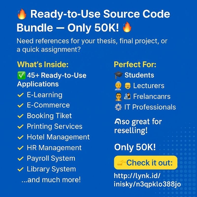50++ Source Code Siap Pakai PHP, Native, CodeIgniter Bundling