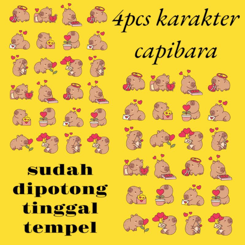 

Stiker Capibara 4pcs Random - Sticker Kartun Capy bara Imut Lucu